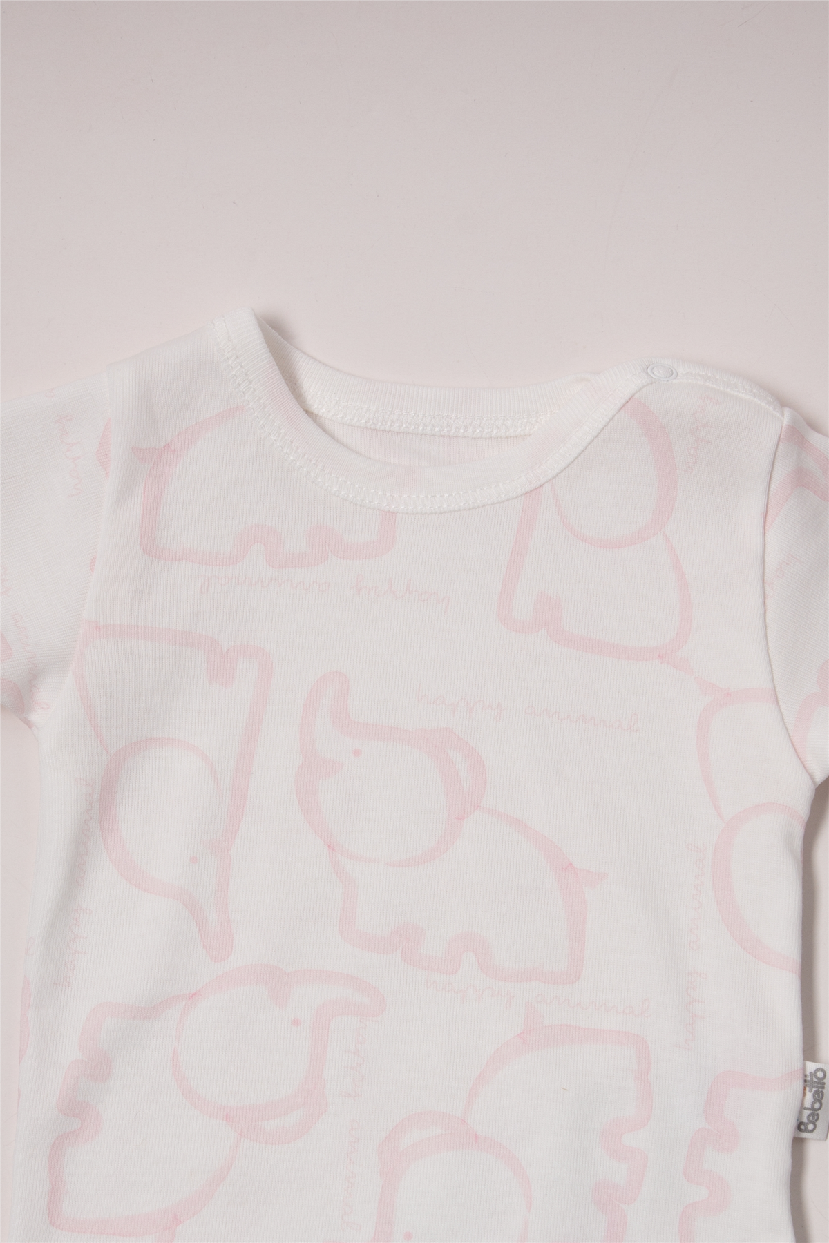 RİBANA KISA KOLLU BODY AY (HAPPY ANIMAL) PEMBE