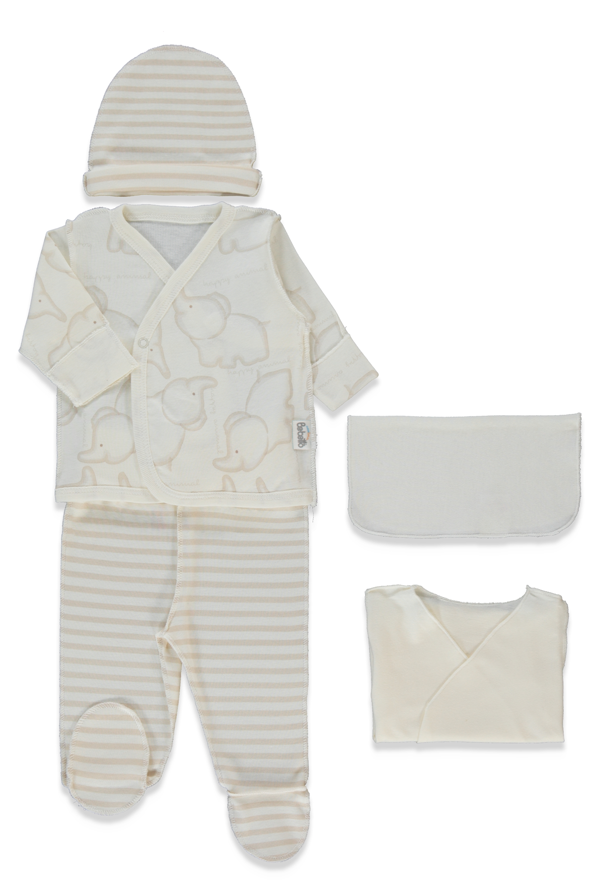 RİBANA PREMATURE ZIBIN SET 5Lİ (HAPPY ANIMAL) BEJ