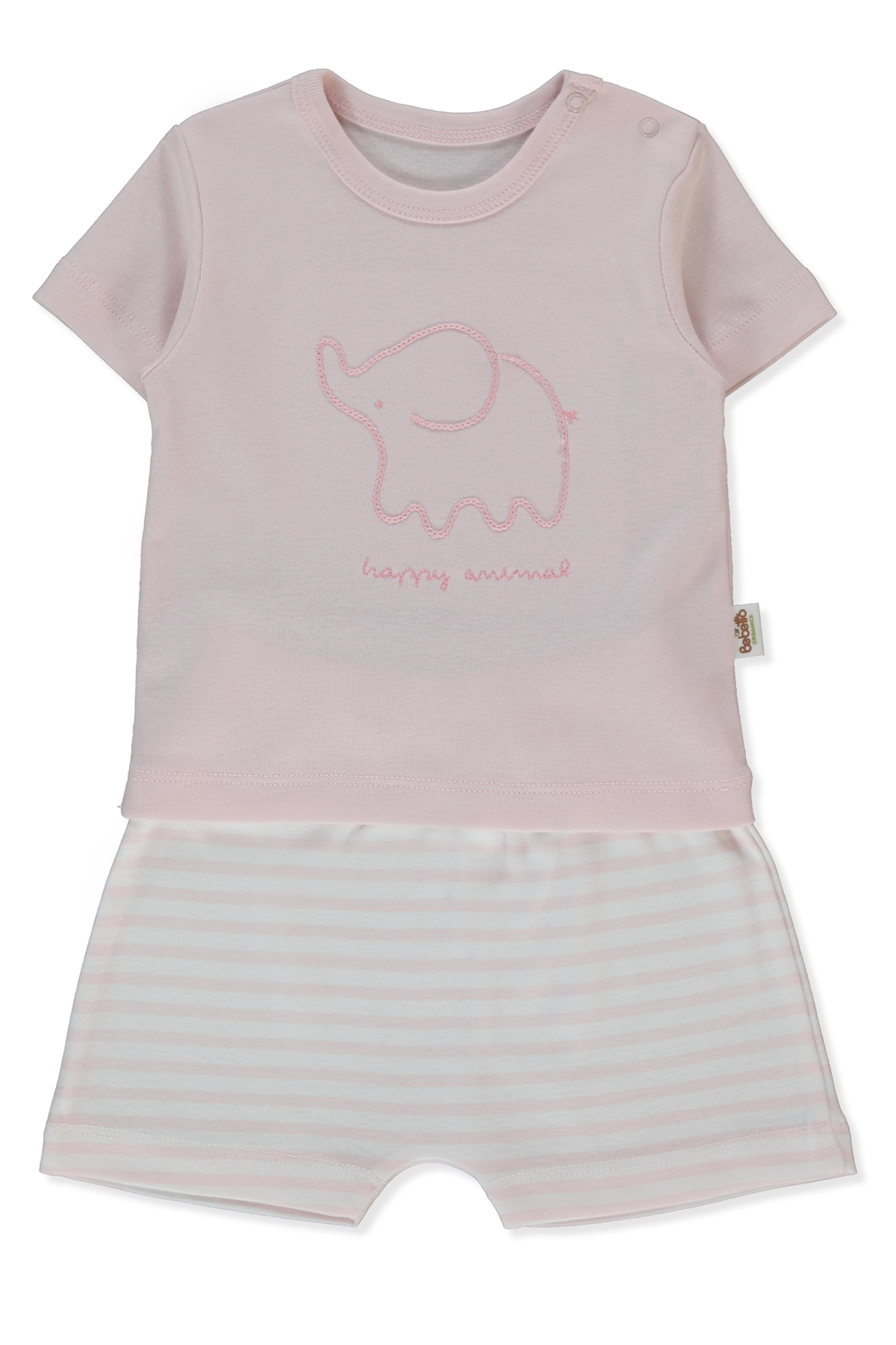 RİBANA ŞORTLU PİJAMA TAKIMI 2Lİ (HAPPY ANIMAL) PEMBE