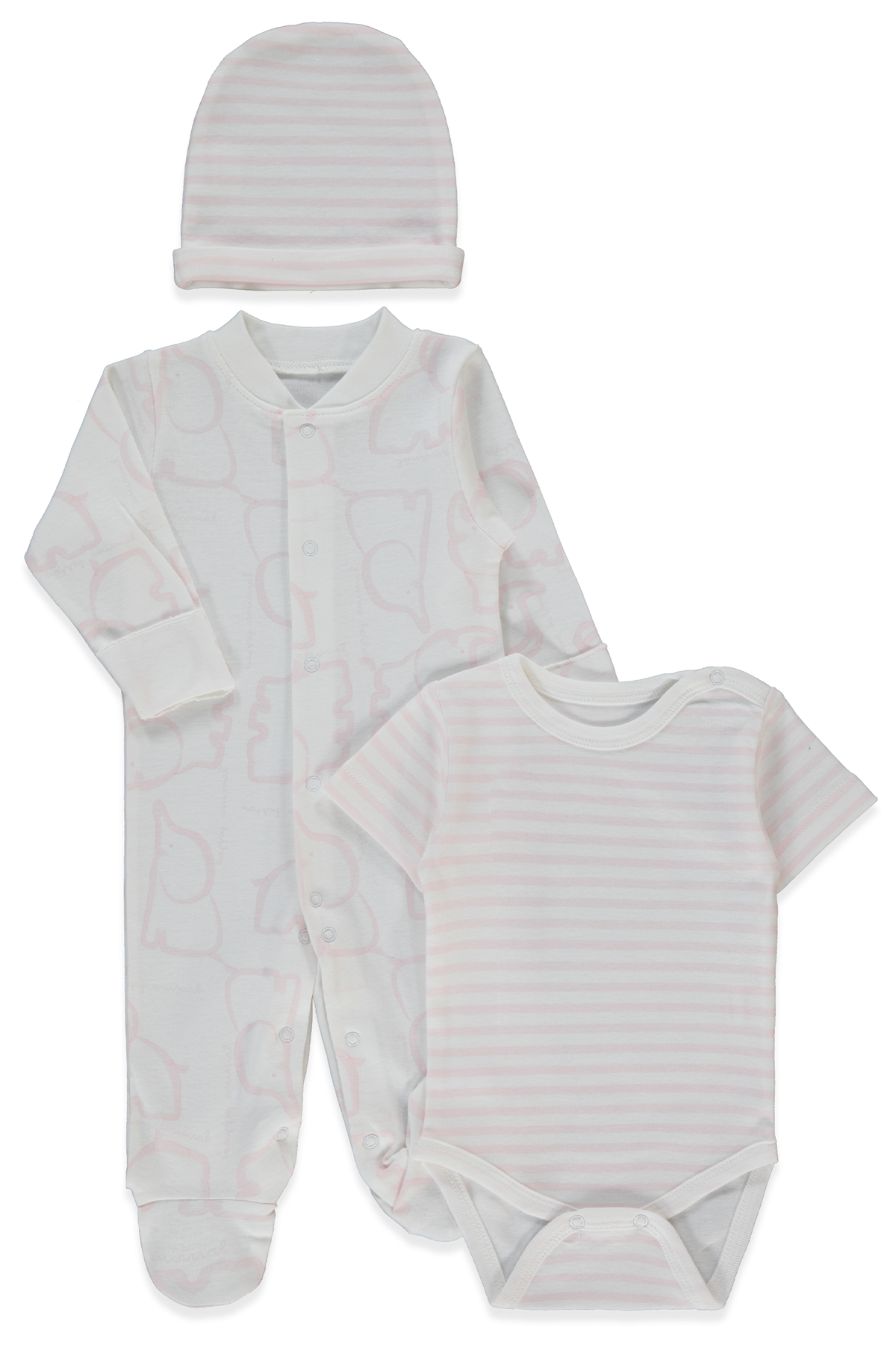 RİBANA TULUM SET 3LÜ (HAPPY ANIMAL) PEMBE