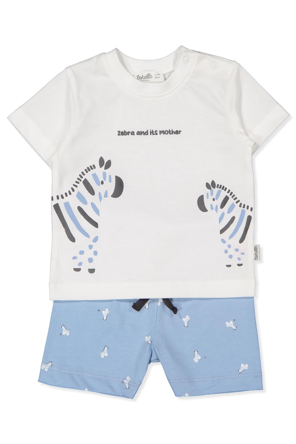 SÜPREM ŞORT 2Lİ TAKIM BASKILI (WALKING ZEBRAS) MAVİ