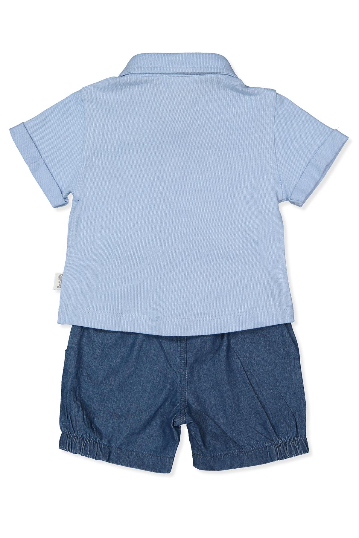 TENCEL ŞORT 2Lİ TAKIM (COLORED LINES) MAVİ