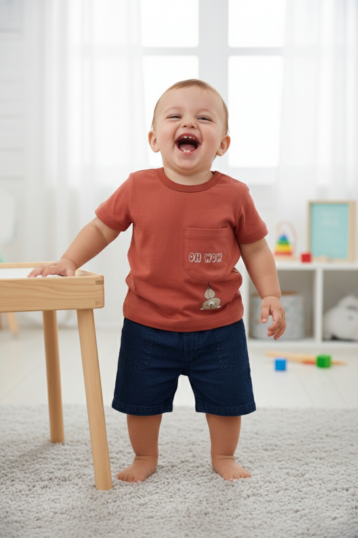 TENCEL ŞORT 2Lİ TAKIM (HELLO) KİREMİT