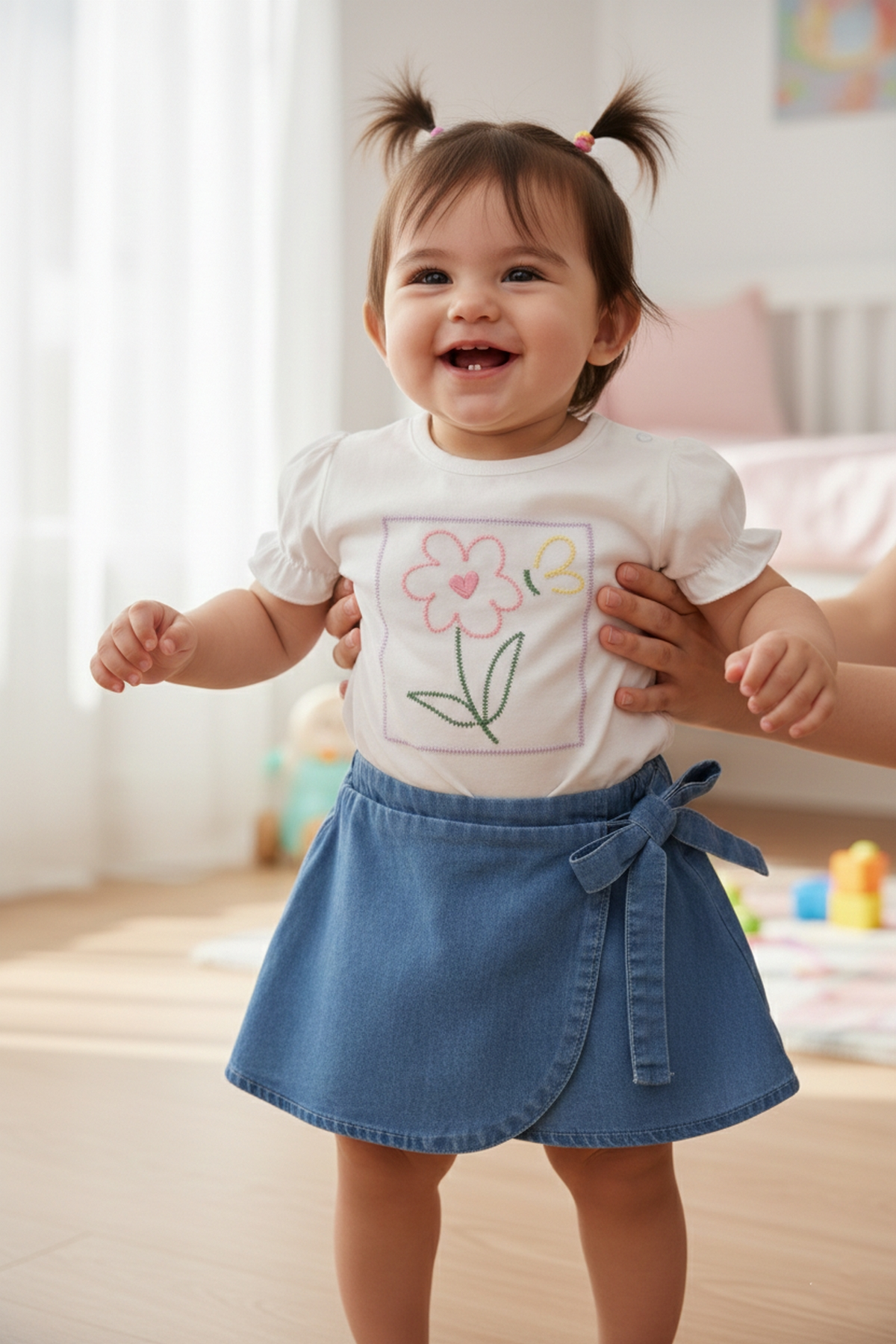 TENCEL ŞORT ETEK 2Lİ TAKIM (FLOWER GIRL) MAVİ