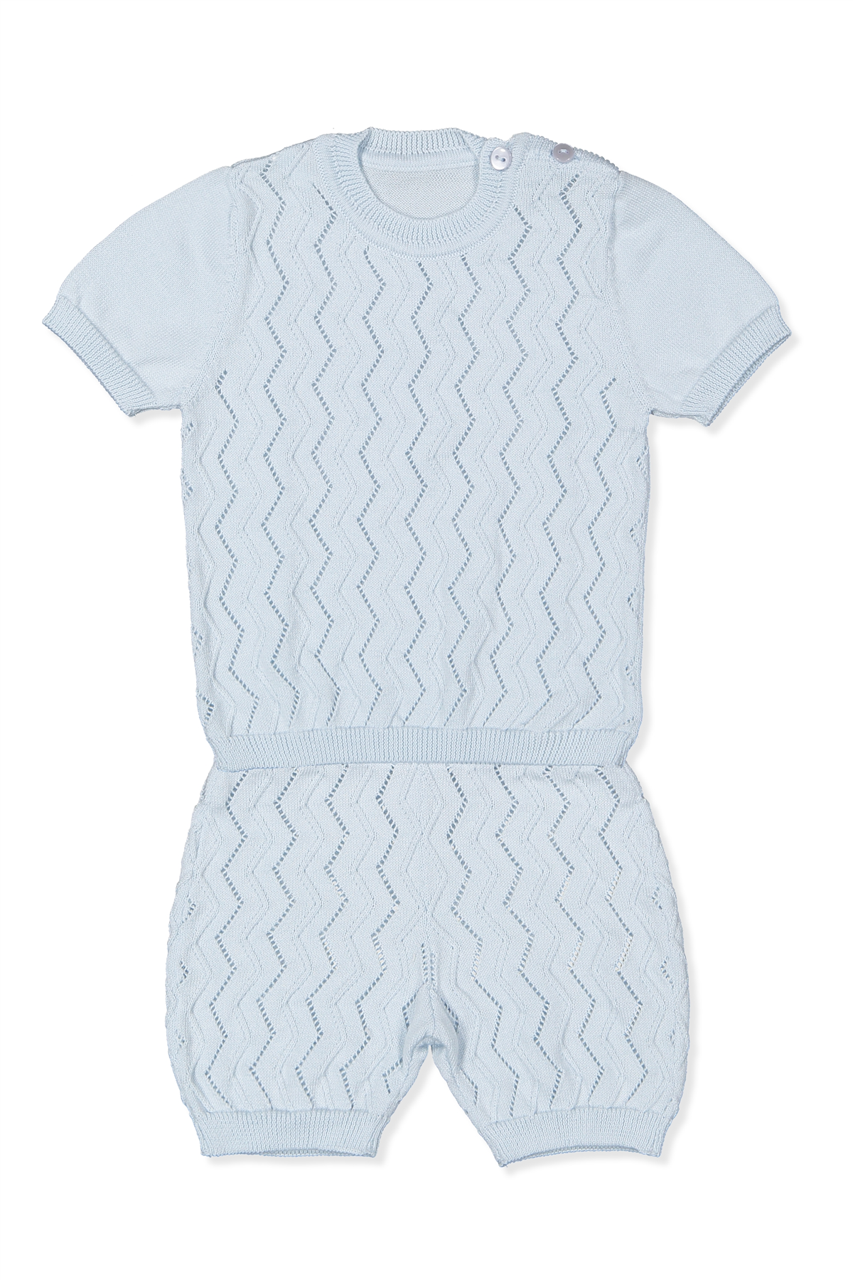 TRİKO ŞORTLU TAKIM (ZİKZAK DESEN) MAVİ