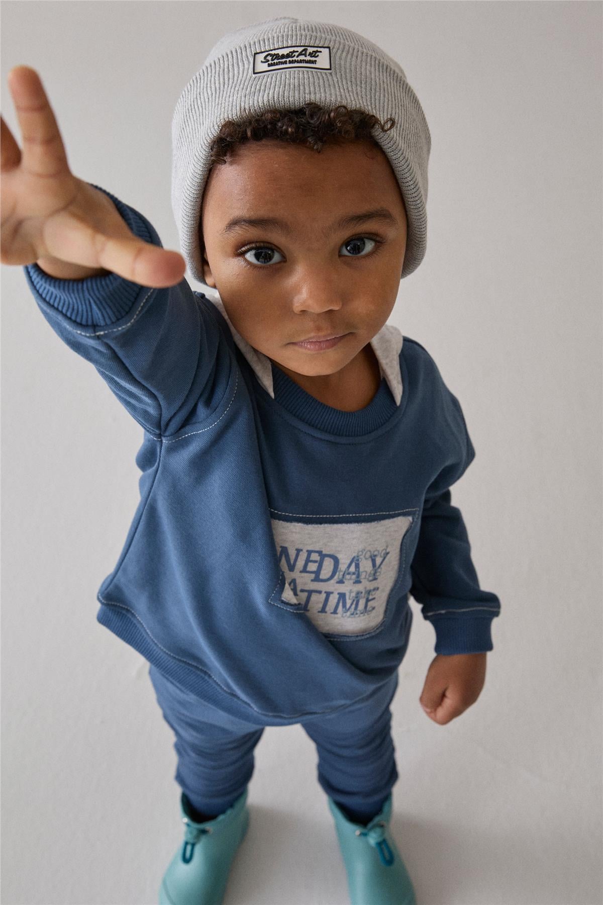 ÜÇ İP KAPŞONLU SWEAT 2Lİ TAKIM (GOOD THINGS) İNDİGO