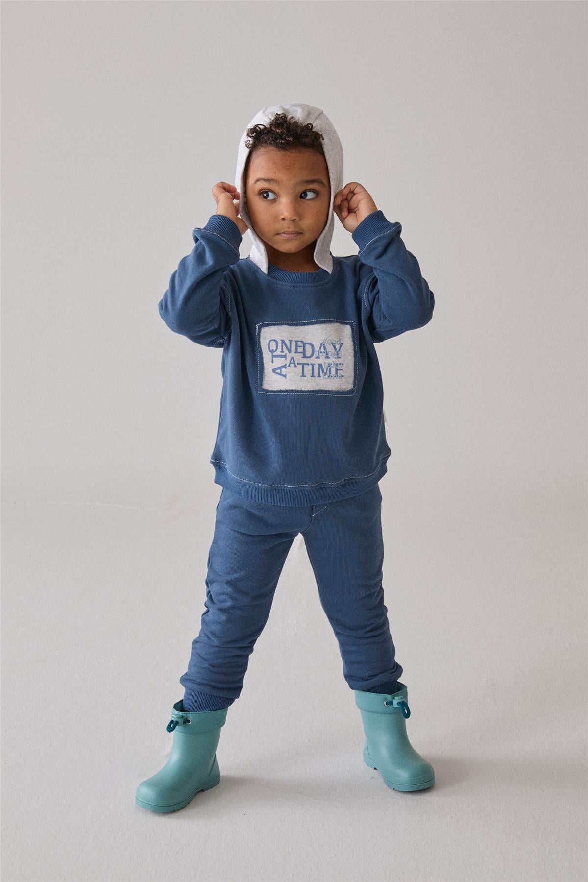 ÜÇ İP KAPŞONLU SWEAT 2Lİ TAKIM (GOOD THINGS) İNDİGO