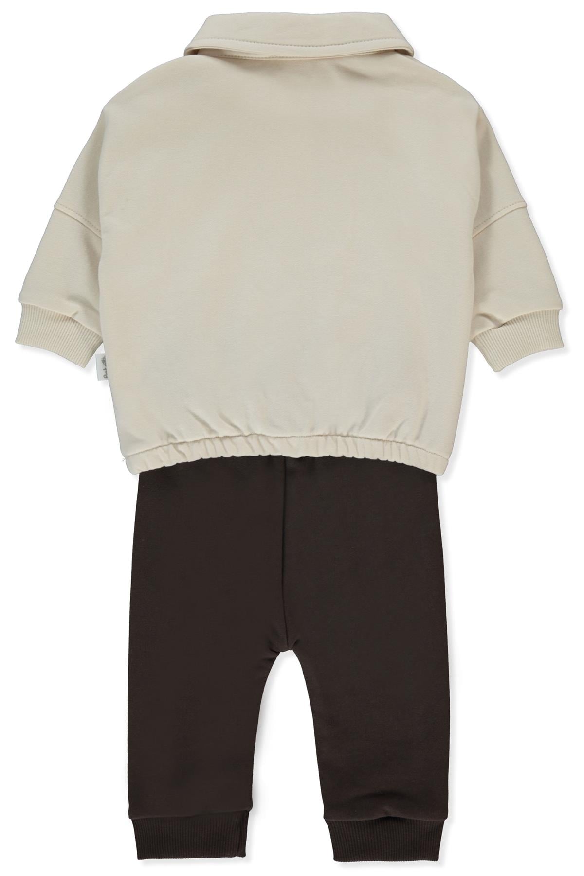 ÜÇ İP SWEAT 2Lİ TAKIM (SELF ENJOY) KAHVERENGİ