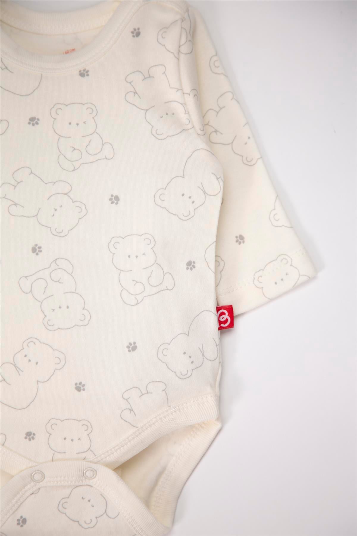 UZUN KOLLU BODY 3LÜ (CUTE BEAR) GRİ MELANJ