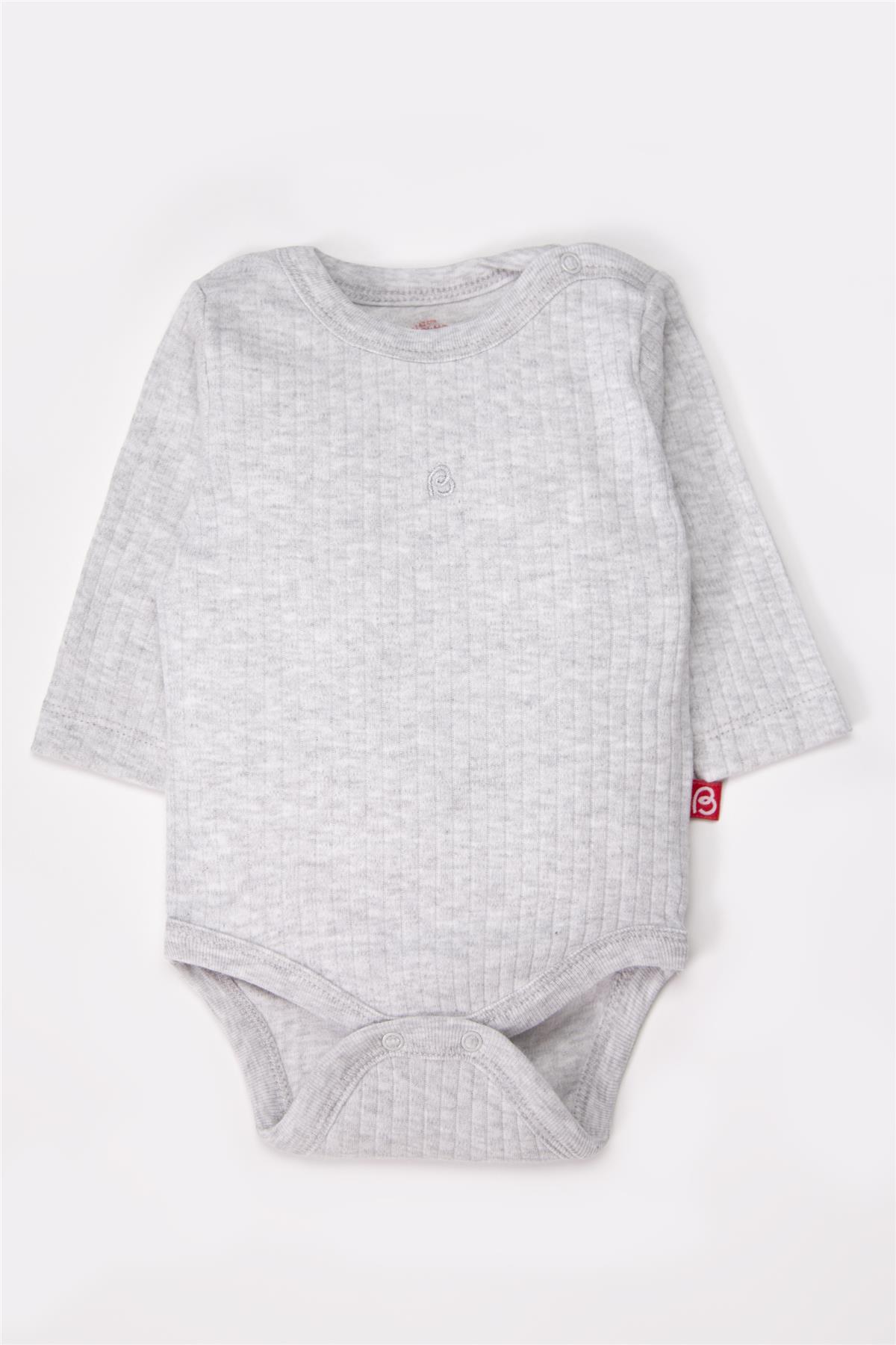 UZUN KOLLU BODY 3LÜ (CUTE BEAR) GRİ MELANJ