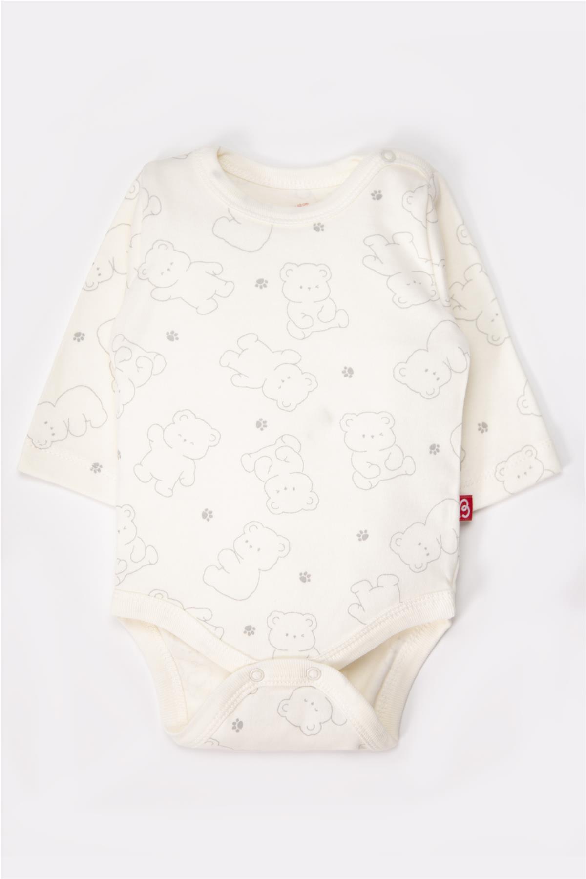 UZUN KOLLU BODY 3LÜ (CUTE BEAR) GRİ MELANJ