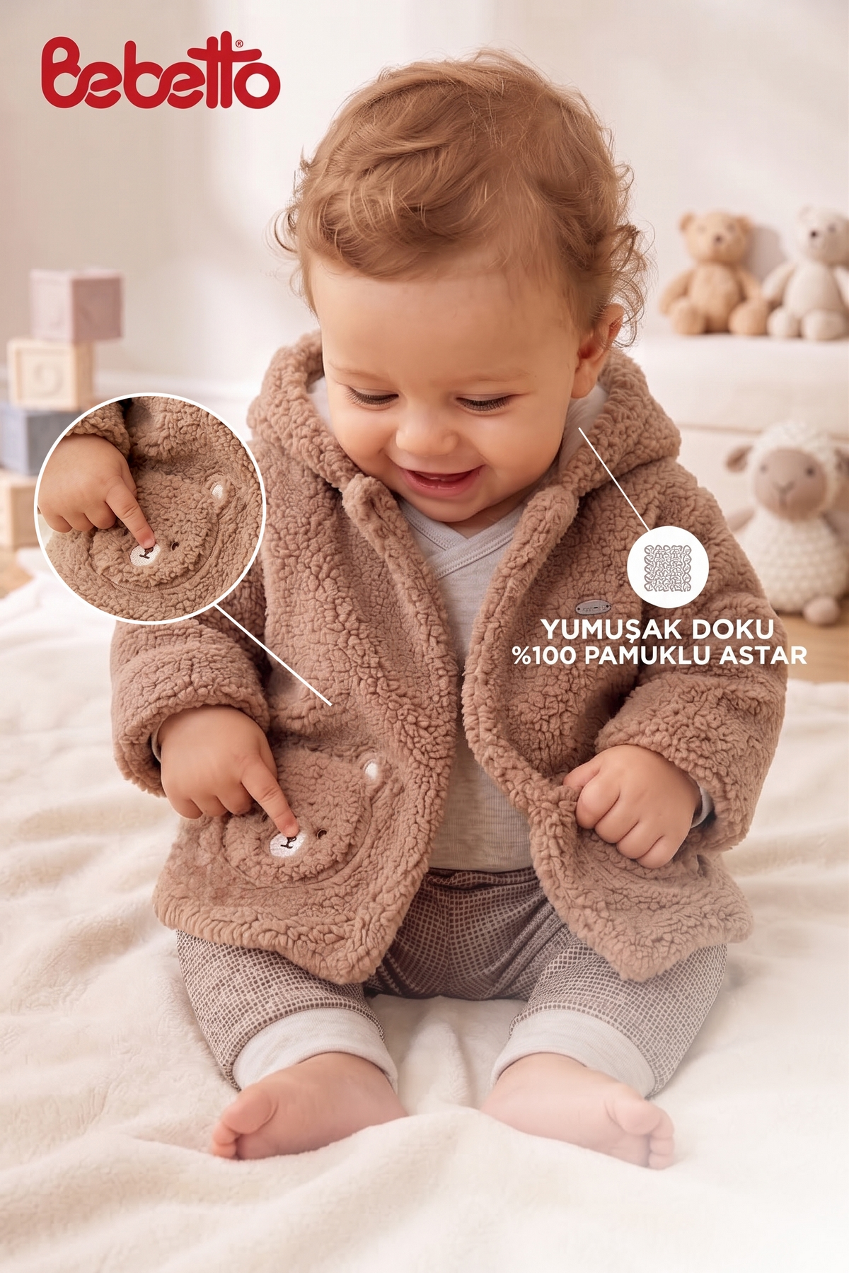 VELSOFT ELYAFLI MONT (TEDDY/26) KAHVERENGİ