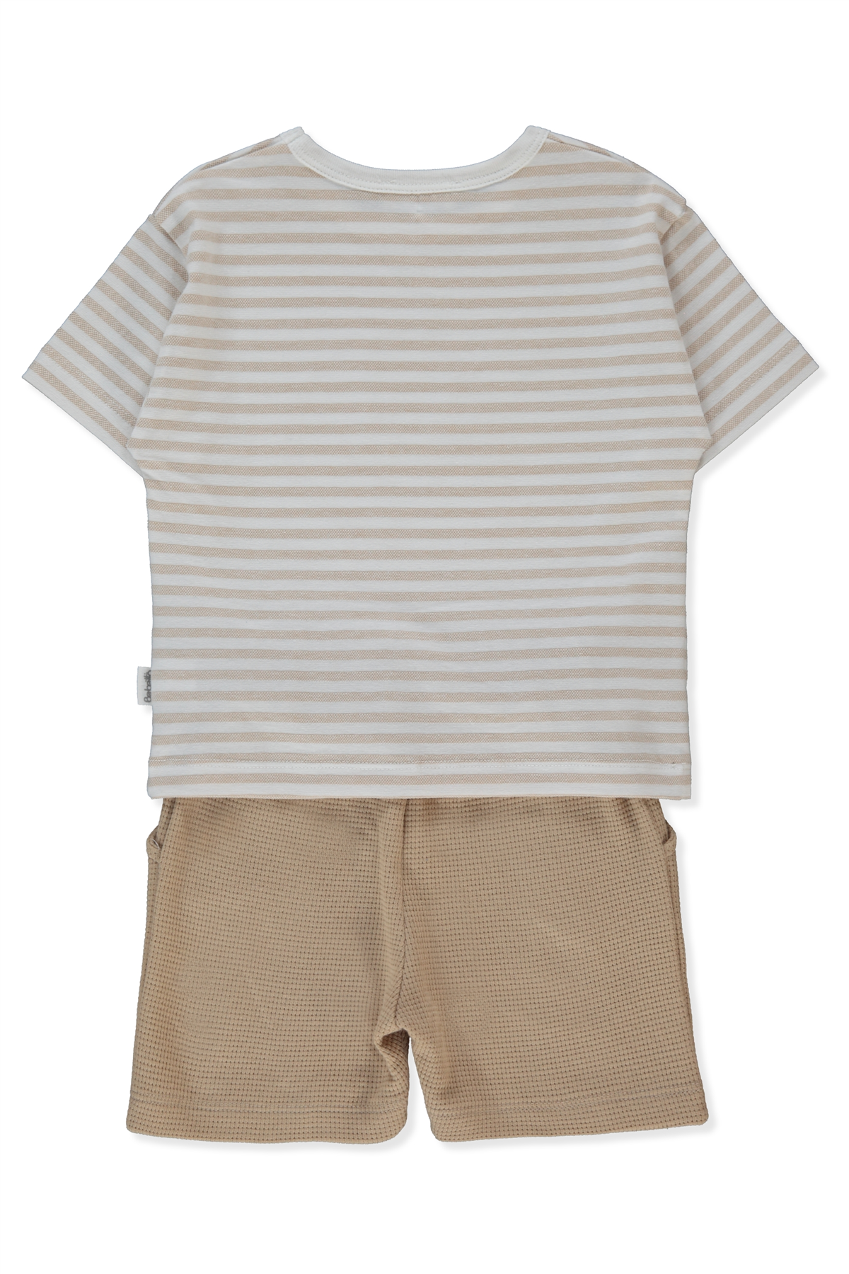 WAFFLE ŞORT 2Lİ TAKIM (STRIPED) BEJ