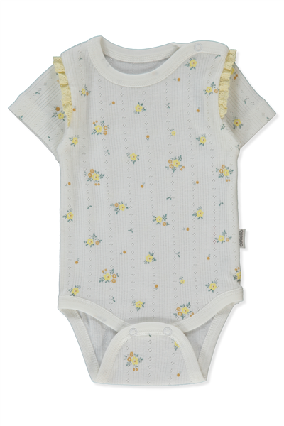AJURLU KISA KOLLU BODY AY BASKILI (BLOOM) SARI
