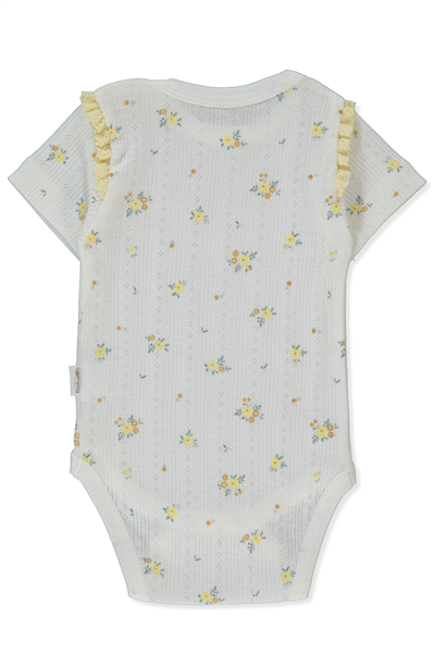 AJURLU KISA KOLLU BODY AY BASKILI (BLOOM) SARI