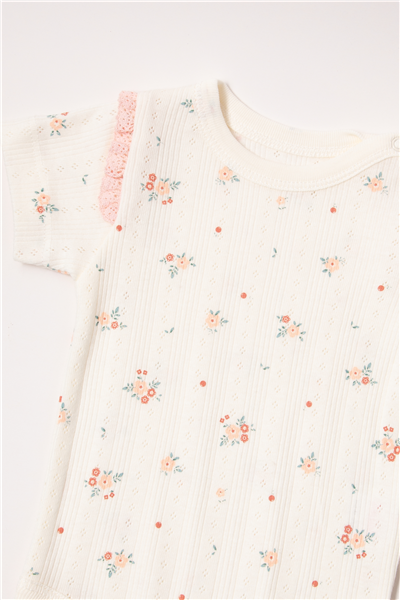 AJURLU KISA KOLLU BODY AY BASKILI (BLOOM) PEMBE