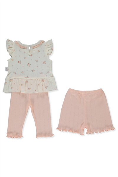 AJURLU PATİKSİZ PİJAMA TAKIMI 3LÜ (BLOOM) PEMBE