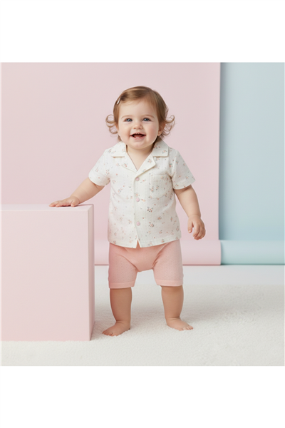 AJURLU ŞORTLU PİJAMA TAKIMI 2Lİ (SWEET PYJAMAS/26) PEMBE