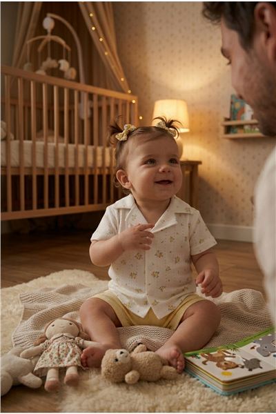 AJURLU ŞORTLU PİJAMA TAKIMI 2Lİ (SWEET PYJAMAS/26) SARI