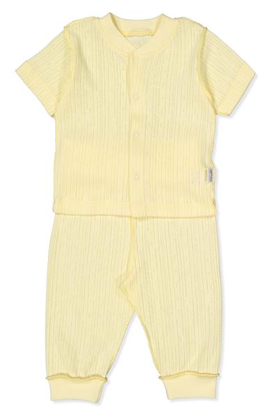 DIŞ DİKİŞ AJURLU PATİKSİZ MİNİ PİJAMA (BASIC/25) SARI