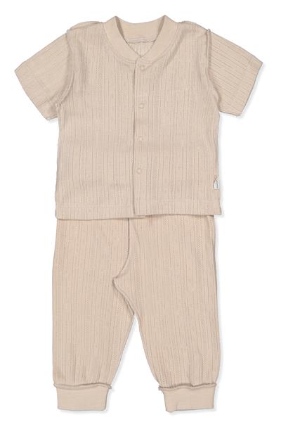 DIŞ DİKİŞ AJURLU PATİKSİZ MİNİ PİJAMA (BASIC/25) BEJ
