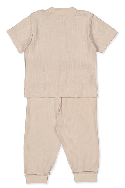 DIŞ DİKİŞ AJURLU PATİKSİZ MİNİ PİJAMA (BASIC/25) BEJ