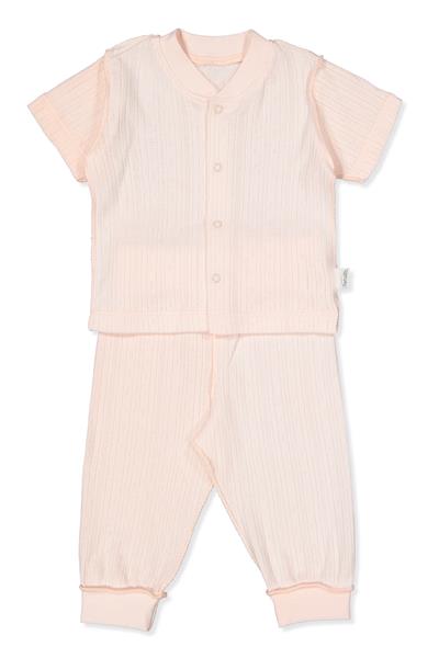 DIŞ DİKİŞ AJURLU PATİKSİZ MİNİ PİJAMA (BASIC/25) PEMBE