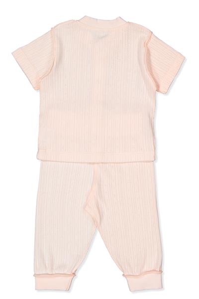 DIŞ DİKİŞ AJURLU PATİKSİZ MİNİ PİJAMA (BASIC/25) PEMBE