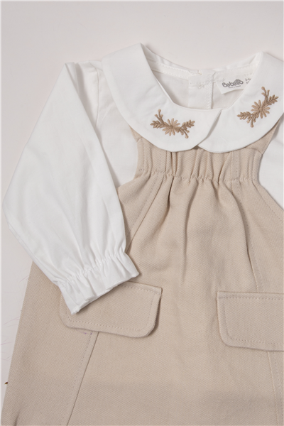 DOKUMA ELBİSE 2Lİ TAKIM (STYLISH) BEJ