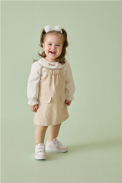 DOKUMA ELBİSE 2Lİ TAKIM (STYLISH) BEJ