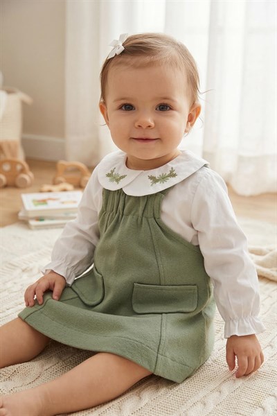 DOKUMA ELBİSE 2Lİ TAKIM (STYLISH) YEŞİL