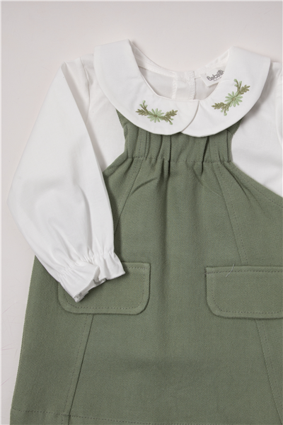 DOKUMA ELBİSE 2Lİ TAKIM (STYLISH) YEŞİL