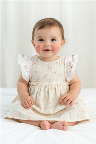 DOKUMA ELBİSE (FLOWERY) BEJ