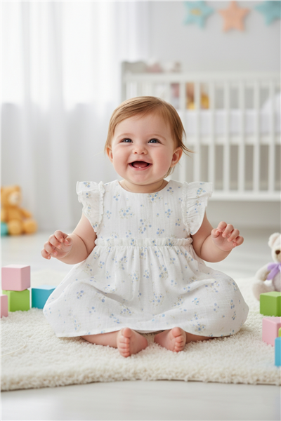 DOKUMA ELBİSE (FLOWERY) EKRU