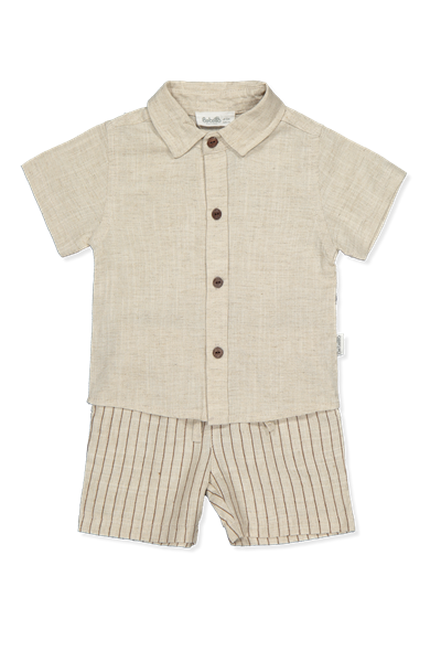 DOKUMA ŞORT 2Lİ TAKIM (COOL AND STYLISH) BEJ