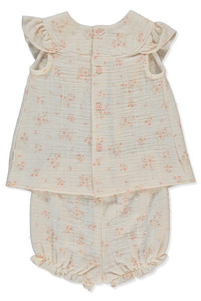 DOKUMA ŞORT 2Lİ TAKIM (FLOWERY) BEJ