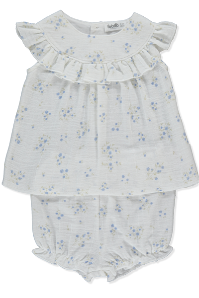 DOKUMA ŞORT 2Lİ TAKIM (FLOWERY) EKRU