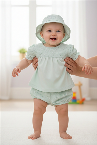 DOKUMA ŞORT 2Lİ TAKIM (LOVELY FLOWERS) MİNT