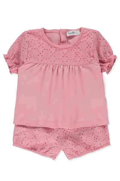 DOKUMA ŞORT 2Lİ TAKIM (LOVELY FLOWERS) PEMBE
