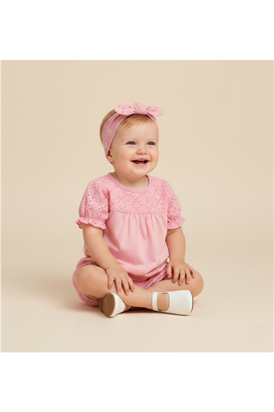 DOKUMA ŞORT 2Lİ TAKIM (LOVELY FLOWERS) PEMBE