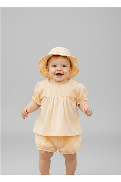 DOKUMA ŞORT 2Lİ TAKIM (LOVELY FLOWERS) SARI