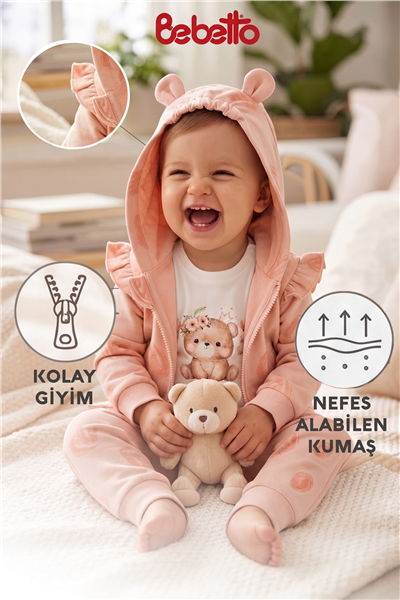 İKİ İP KAPŞONLU HIRKA 3LÜ TAKIM (CANDY BEAR) SOMON