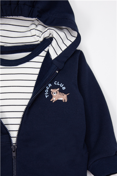 İKİ İP KAPŞONLU HIRKA 3LÜ TAKIM (LITTLE CUBS) KAHVERENGİ