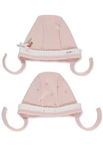 İNTERLOK BAĞLAMALI ŞAPKA 2Lİ (TINY FLORIST) PEMBE