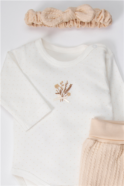 İNTERLOK BODY SET 3LÜ (BOUQUET) BEJ