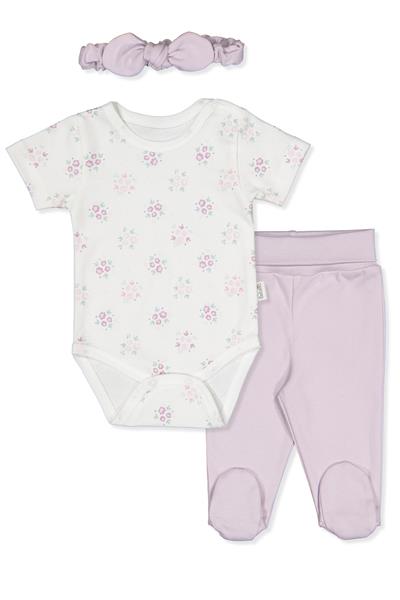 İNTERLOK BODY SET 3LÜ (FLOWERS/25) LİLA
