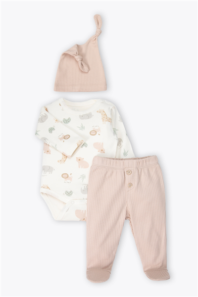 İNTERLOK BODY SET 3LÜ (FREE ANIMALS) BEJ