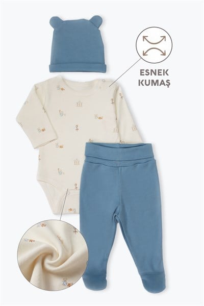 İNTERLOK BODY SET 3LÜ (MY FIRST PLAYMATE) İNDİGO