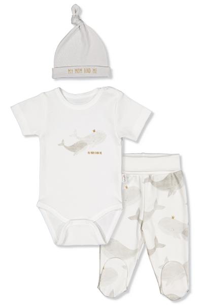 İNTERLOK BODY SET 3LÜ (WHALES) GRİ