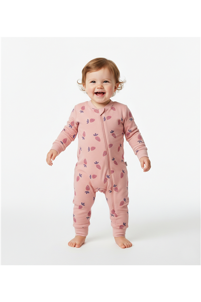 İNTERLOK FERMUARLI PATİKSİZ TULUM (SWEET JUMPSUIT/26) PEMBE